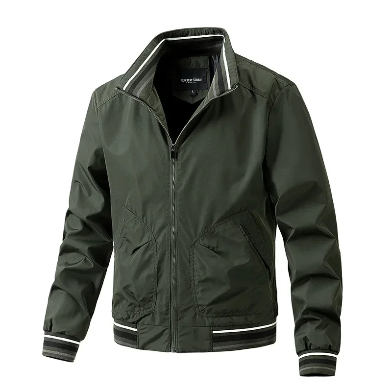 

European and American Business Men's Clothing, Thin Stand Collar, Thin Single-layer, Slim-fit Jacket Coat in Spring and Autumn