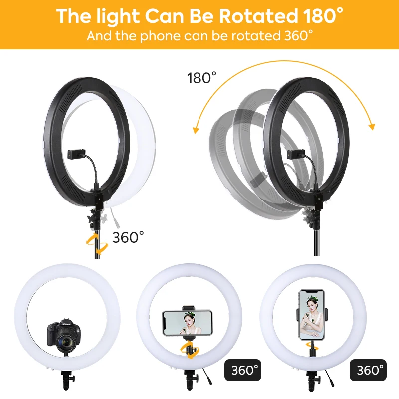 49cm/19 Inch Led Ring Light 60w, 3200-5500k Adjustable Photography Ring Lights Kit With 2m Light Stand For Studio Video Shooting