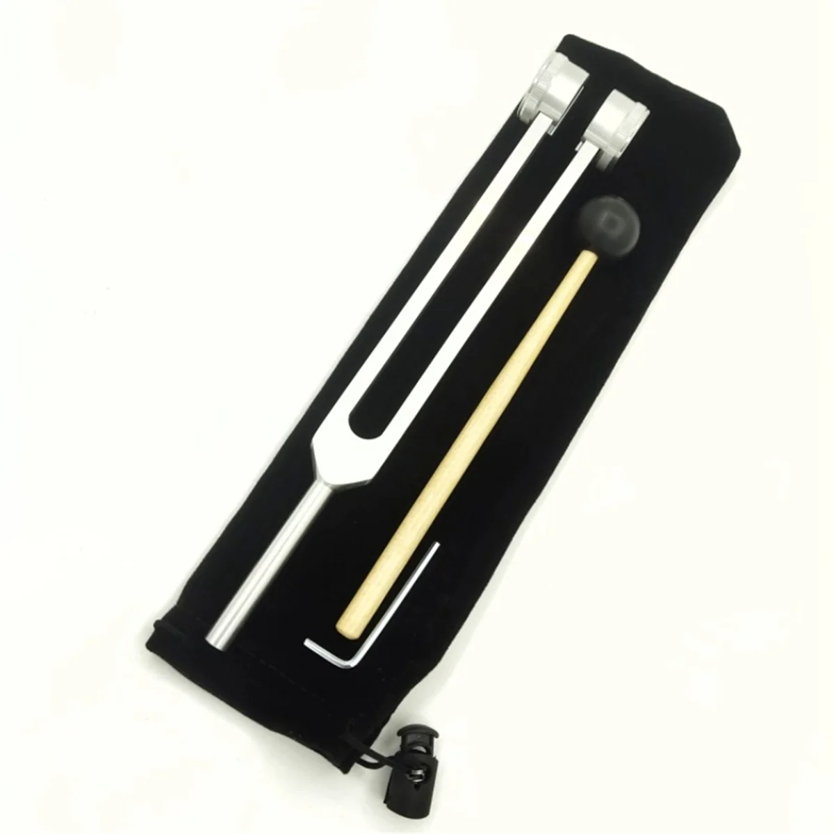 A79I Gold Extended 25cm Ear Cleaning Tuning Fork 128HZ Tuning Fork with Wrench, Cloth Bag and Hammer