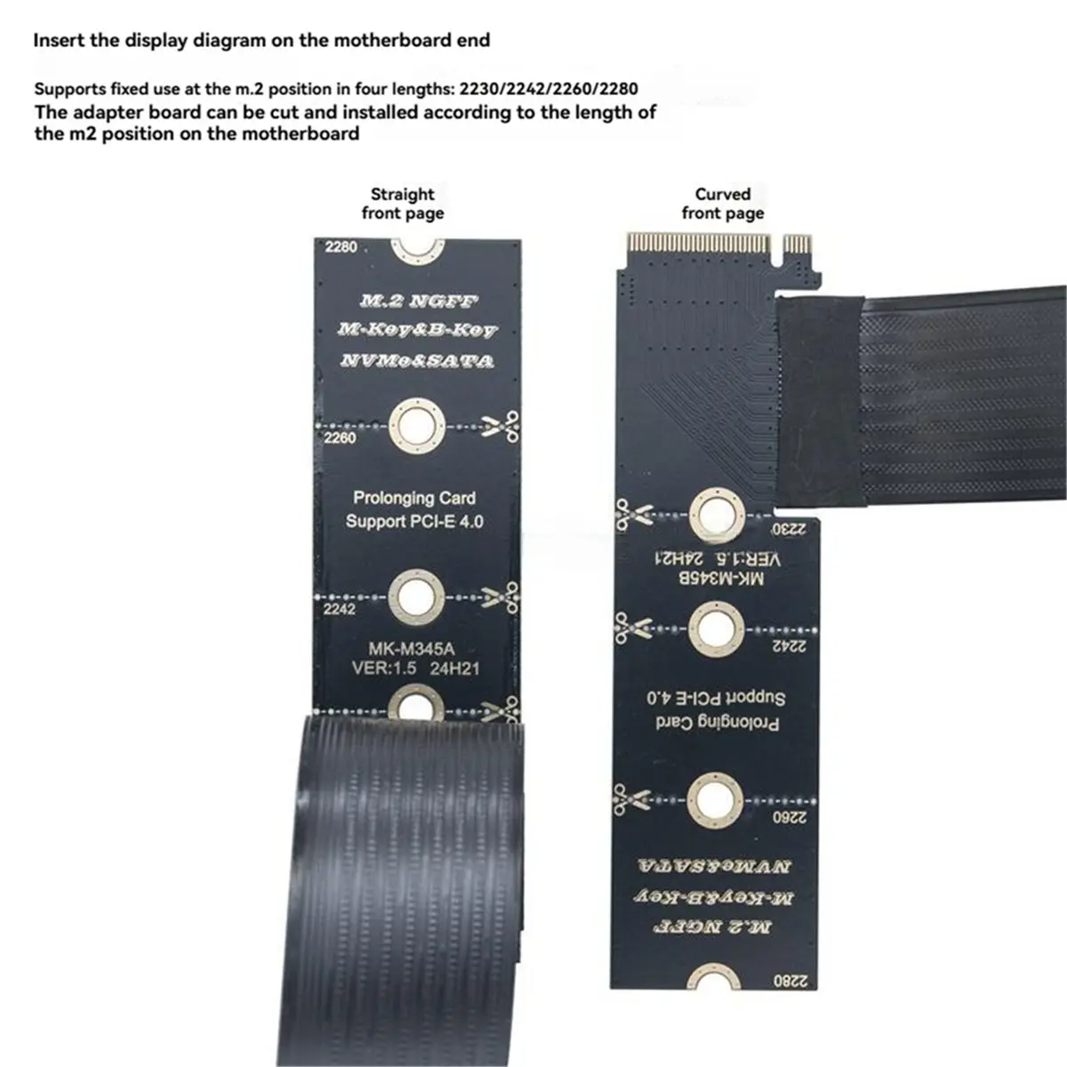newA10R M.2 M-Key NVMe/NGFF Extension Cable PCIe 4.0 64Gbps Lossless Ultra-High-Speed Transmission for 2230/2242/2260/2280 SSD A