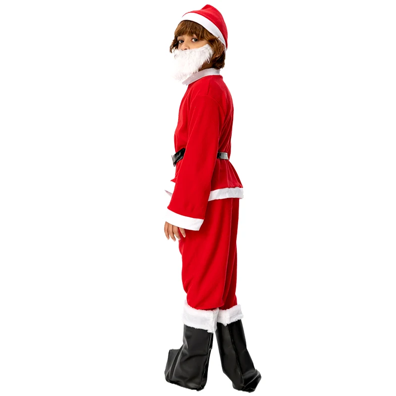فستان عيد الميلاد أزياء تنكرية سانتا كلوز زي الملابس الزي مجموعة / السراويل قمم قبعة حزام للأولاد