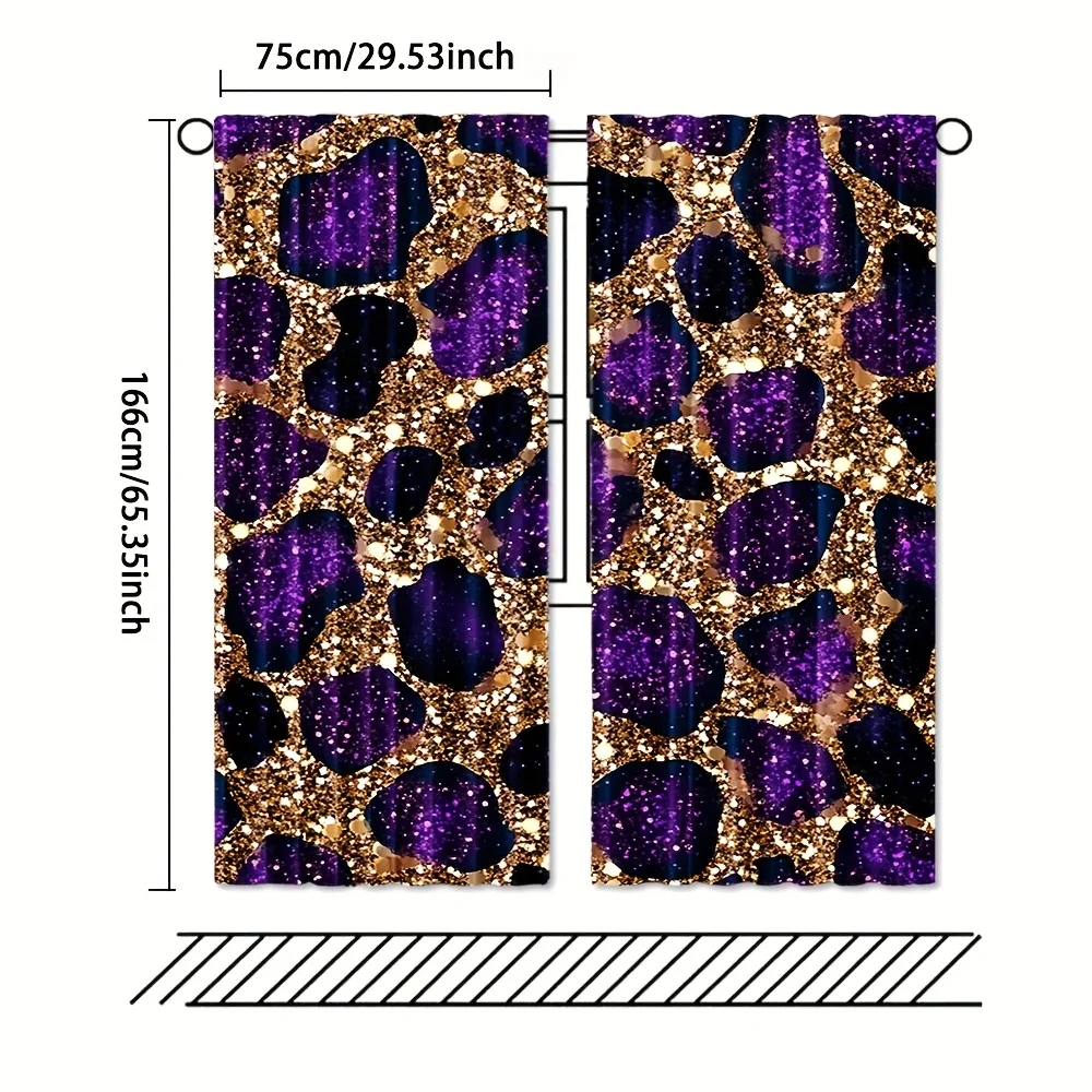 Elegant Gold Glitter Leopard Print Curtains for Living Room Home Decor Semi-Sheer Window Panels