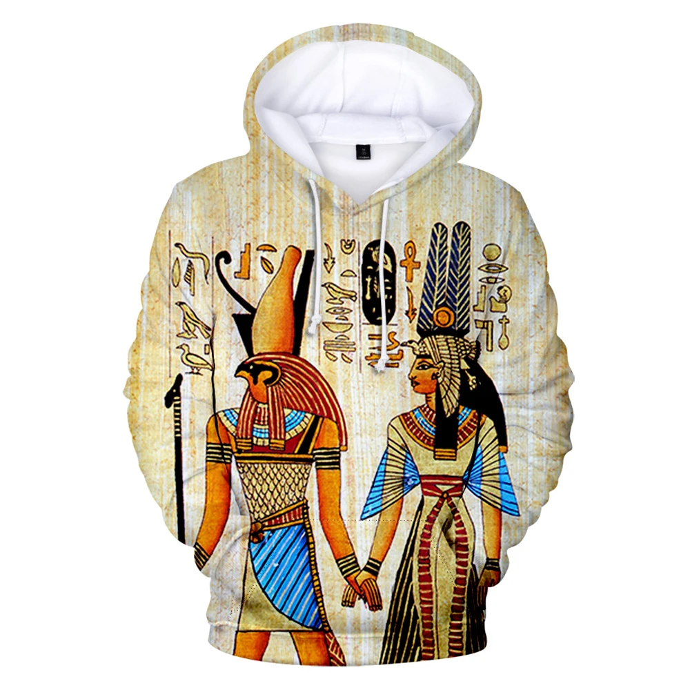 

3D Digital Printing Hoodie Men And Women Egypt Pattern Trend High Street Heavyweight Long Sleeve Sweatshirt