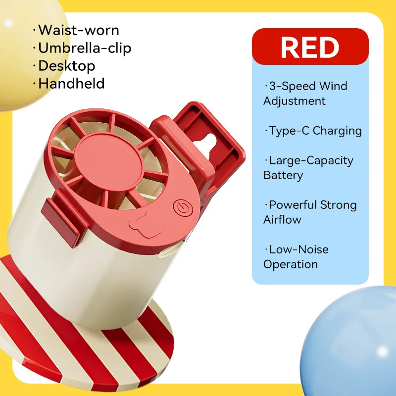 AliExpress NONE 3-Speed Portable Clip Fan 360° Rotatable Rechargeable Electric Fan Low Noise Mini Fan Clamp For Umbrella Waist Bike Car