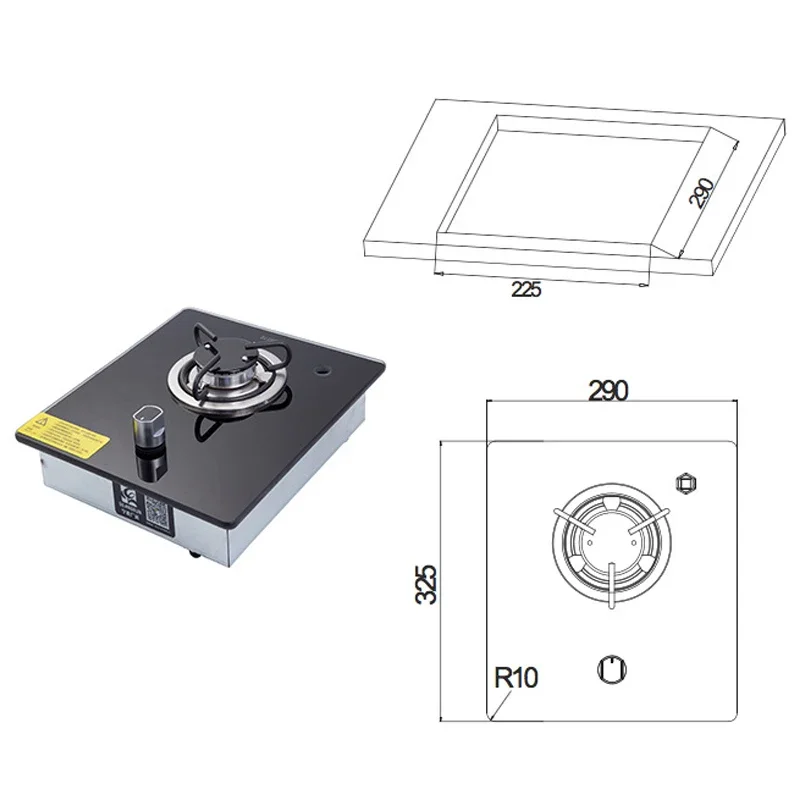 Household Single Burner Gas Stove RV Yacht Outdoor GR-B001 Tempered Glass Panel Outdoor Camping Gas Stove
