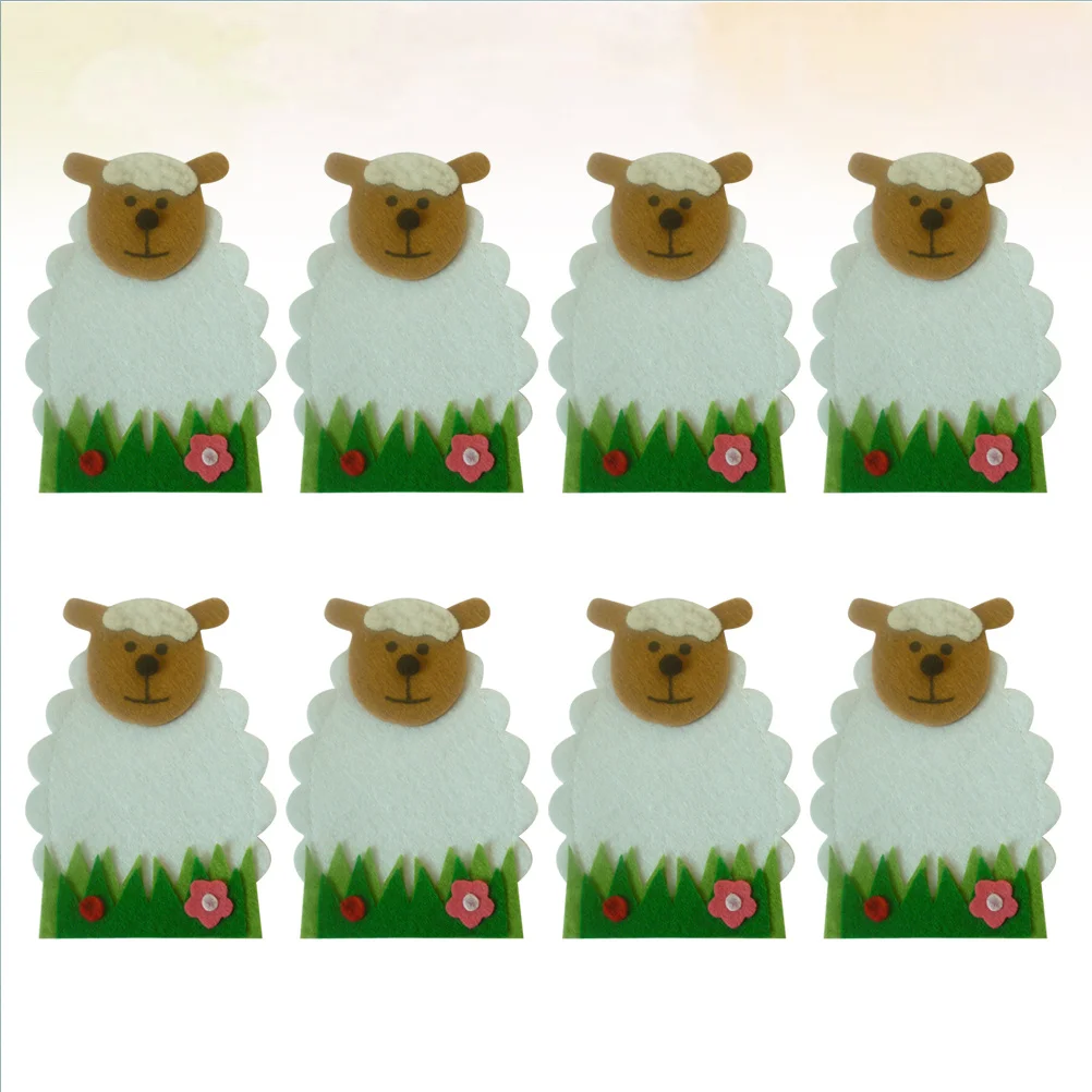 

8Pcs Easter Tableware Cover Sheep Design Cloth Party Favor Table Decoration for Celebration Tableware Cover Easter Decoration