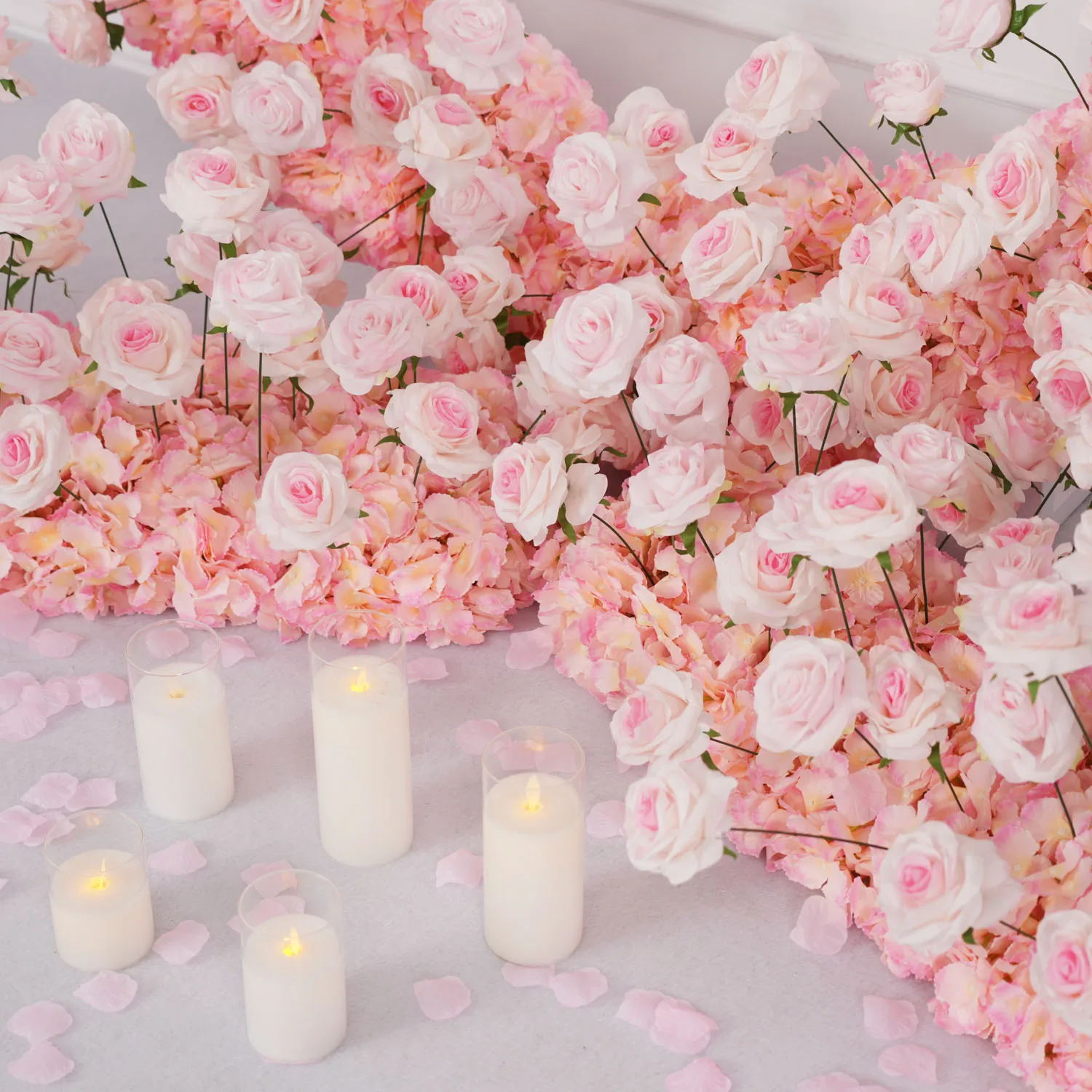 

Uflower Love Heart-Shaped Arch Flower Wall Luxury 5D Blue Pink Rose Party Wedding Backdrop Floral Arrangement Frame Flower Row