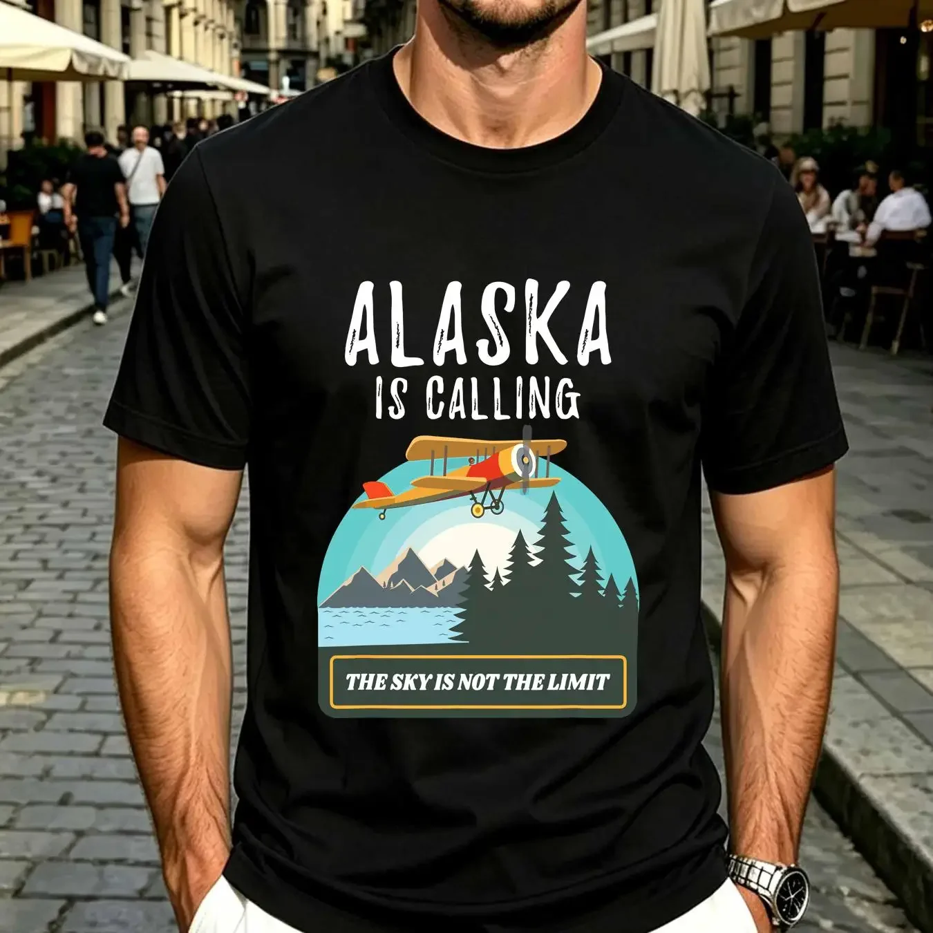 washed T Shirt Alaska Mountain Retro Vintage Plane Bush Flying Pilot S 4XL long or short sleeves vintage Washed
