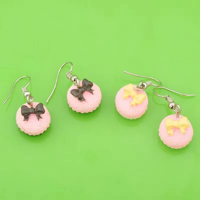 Fashion Resin Food Dessert Bow Cake Earrings, Cute Emulable Paper Cup Pastry Fun Jewelry Accessories To Give Daughter Best Gifts