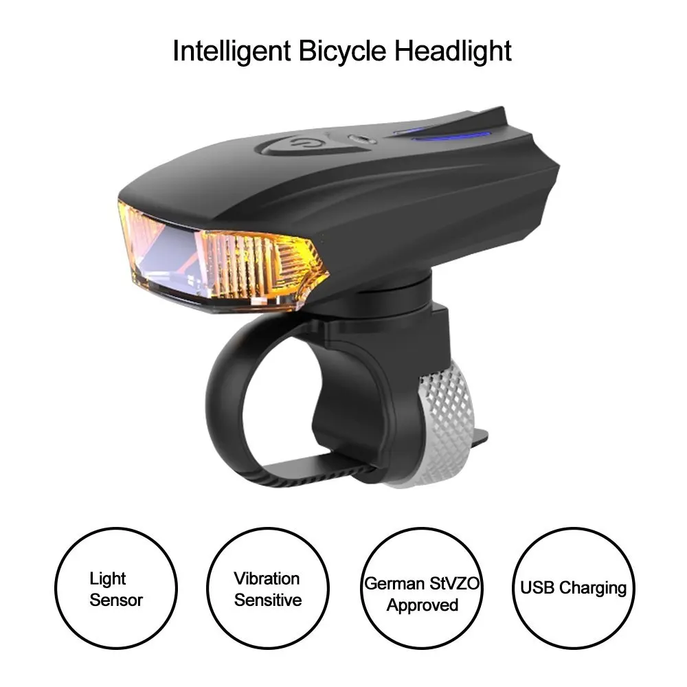 USB Rechargeable Bike Light 1200mAh StVZO Mount Bicycle Headlight LED Waterproof Front Torch Night Mountain Cycling Flashlight