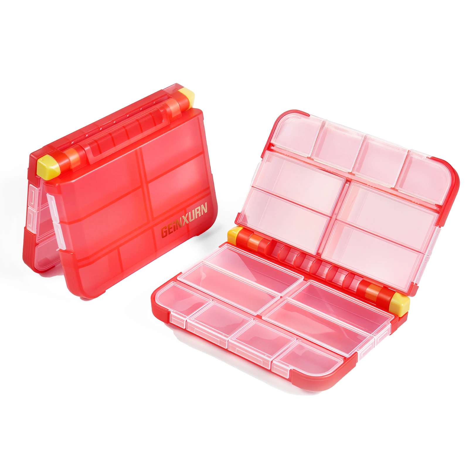 Geinxurn Small Storage Parts Organizer, 2PCS Red Portable Plastic Box with Dividers