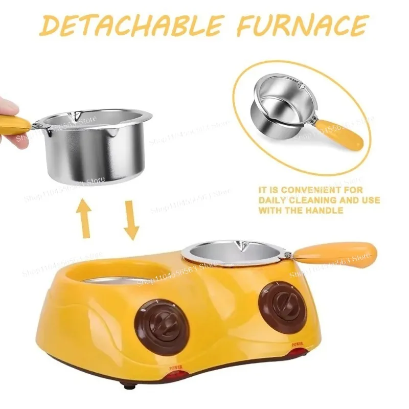 Mini Electric Double-Pot Chocolate Melting Pot - Fondue/Candy Maker & Wax Heater for Chocolate, Milk, Cheese, Butter & Wax