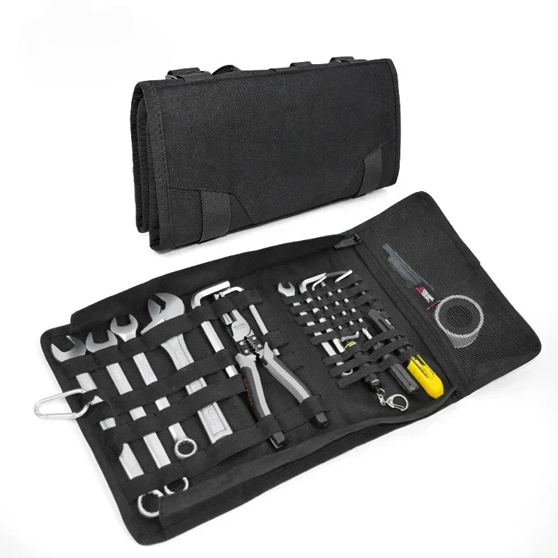 QIANBAI Repair Tool Bag Large Wrench Roll Up Portable Pouch Bag Folding Storage Kit Pockets Kit for Motorcycle/Motocross Riding