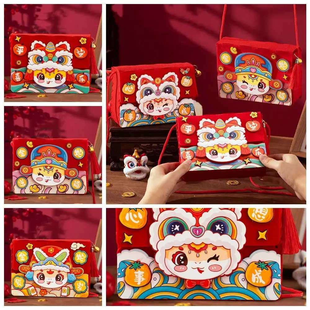 Vliesstoff Stoff Diy Handtasche Schlangenmuster mit Seil Neujahr Diy Tasche Chinesischen Stil Cartoon Kindergarten Materialpaket