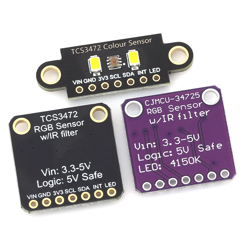 Filtro de bloqueo IR de baja potencia TCS34725, Sensor de Color de luz RGB, Kit Diy de reconocimiento, placa PCB electrónica programable para Arduino