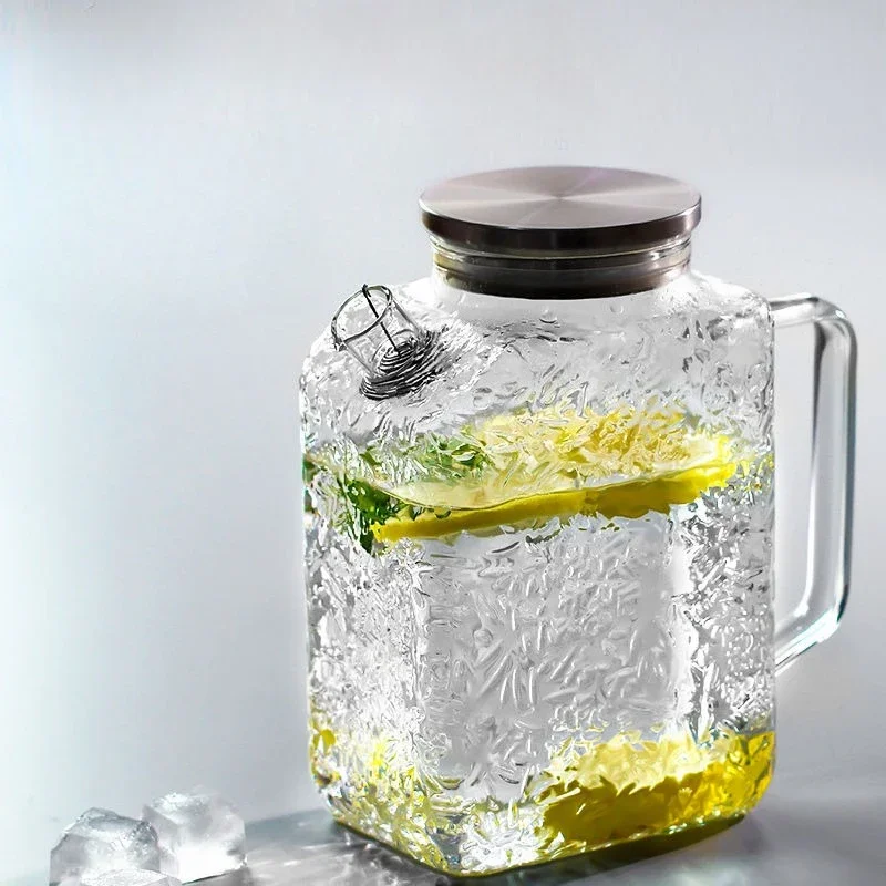 

Стеклянный чайник на холодильник, охлаждающий чайник, термостойкий чайник, квадратный бытовой сок, большая вместимость