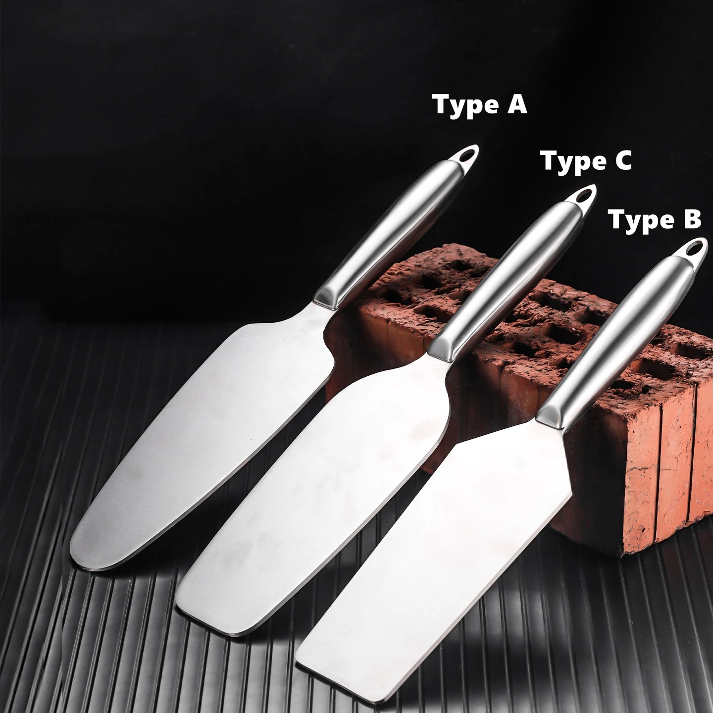 Stainless Steel Bricklayer's Knife Tiler's Brick Chopper Double Sided Thickened Straight Handle Wall Cutting Masonry Knife