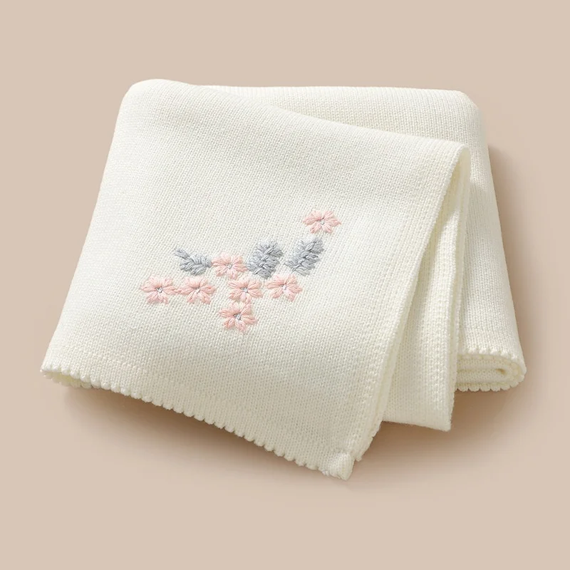 

Knitted Baby Blanket Newborn Crochet Embroidered Swaddle Wrap Blankets For Boys Girls Soft Baby Receiving Blanket For Crib Stuff