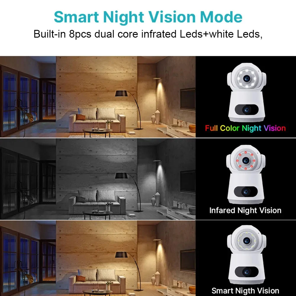 4K 8MP Dual Lens WiFi IP Camera Night Vision Human Detect PTZ Outdoor Video Camara Wireless V380 Pro CCTV Security Protection