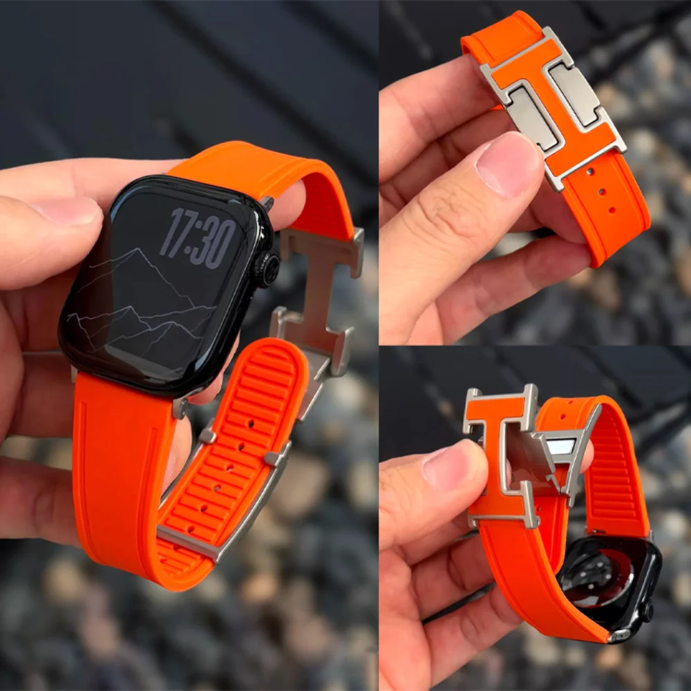 Silicone Magnetic Strap For Apple Watch Ultra 3 2 Band 49mm 45mm 44mm 42 46mm 41mm 40 38mm Bracelet iWatch Series 11 10 SE 98765