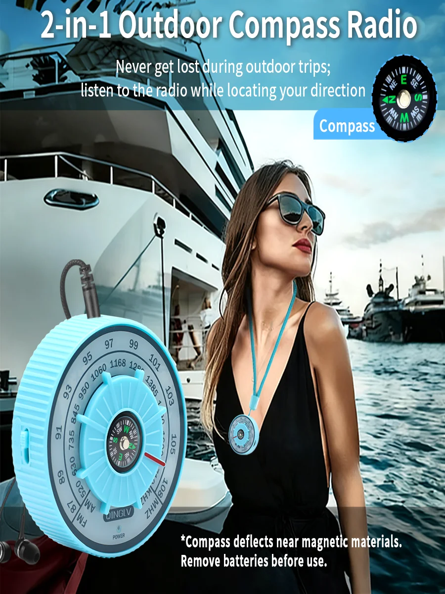 Portable Radio The needle locks onto your direction, Radio waves carry the sounds of time.Full-band (FM/AM/SW), double conversi