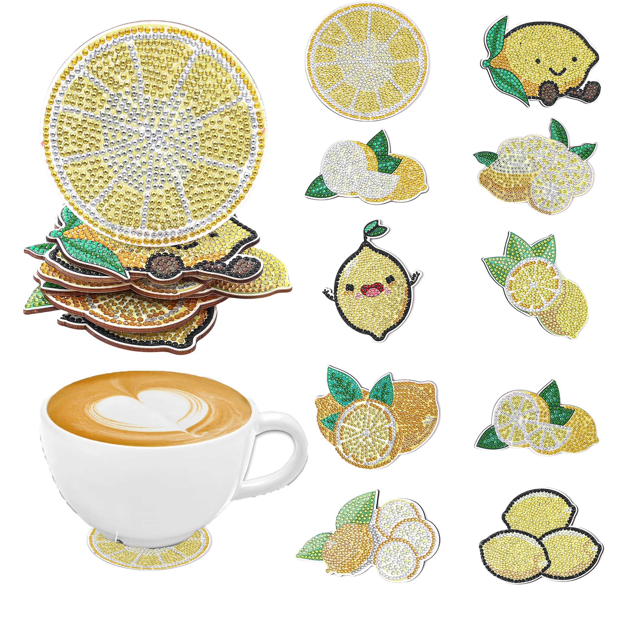 

10 шт., подставки с фруктовым узором «сделай сам», алмазные художественные подставки без подстаканника, нескользящие деревянные подставки для гостиной, офиса, бара, кухни