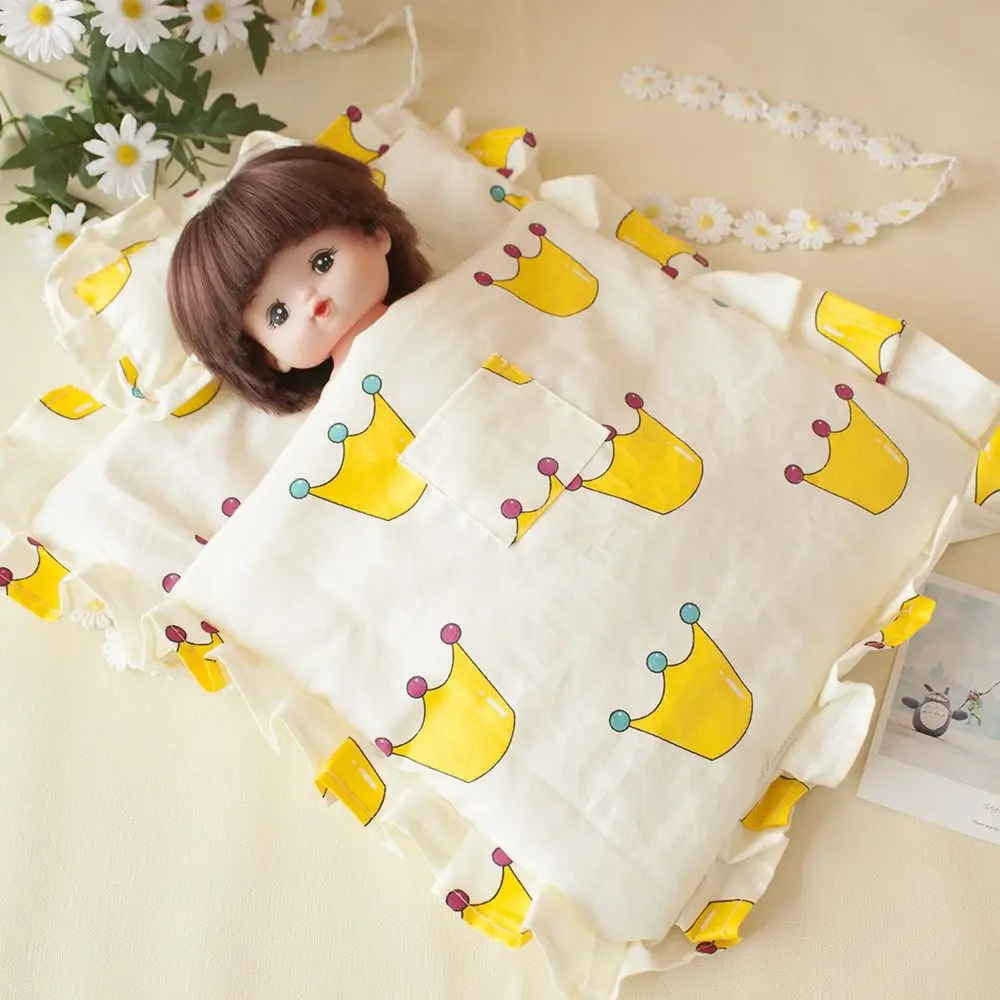 With Pillow Doll Sleeping Bag Doll Clothes Pretend Play Miniature Bed Sheet Bedroom Cloth Doll Bedding Four Piece