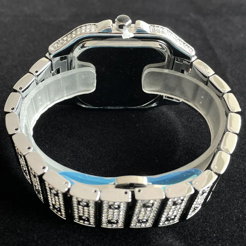 ساعة يد كوارتز مربعة من الفولاذ المقاوم للصدأ للرجال ، الماس المثلج ، ساعات AAA ، أزياء فاخرة ، هيب هوب ، تخفيضات كبيرة