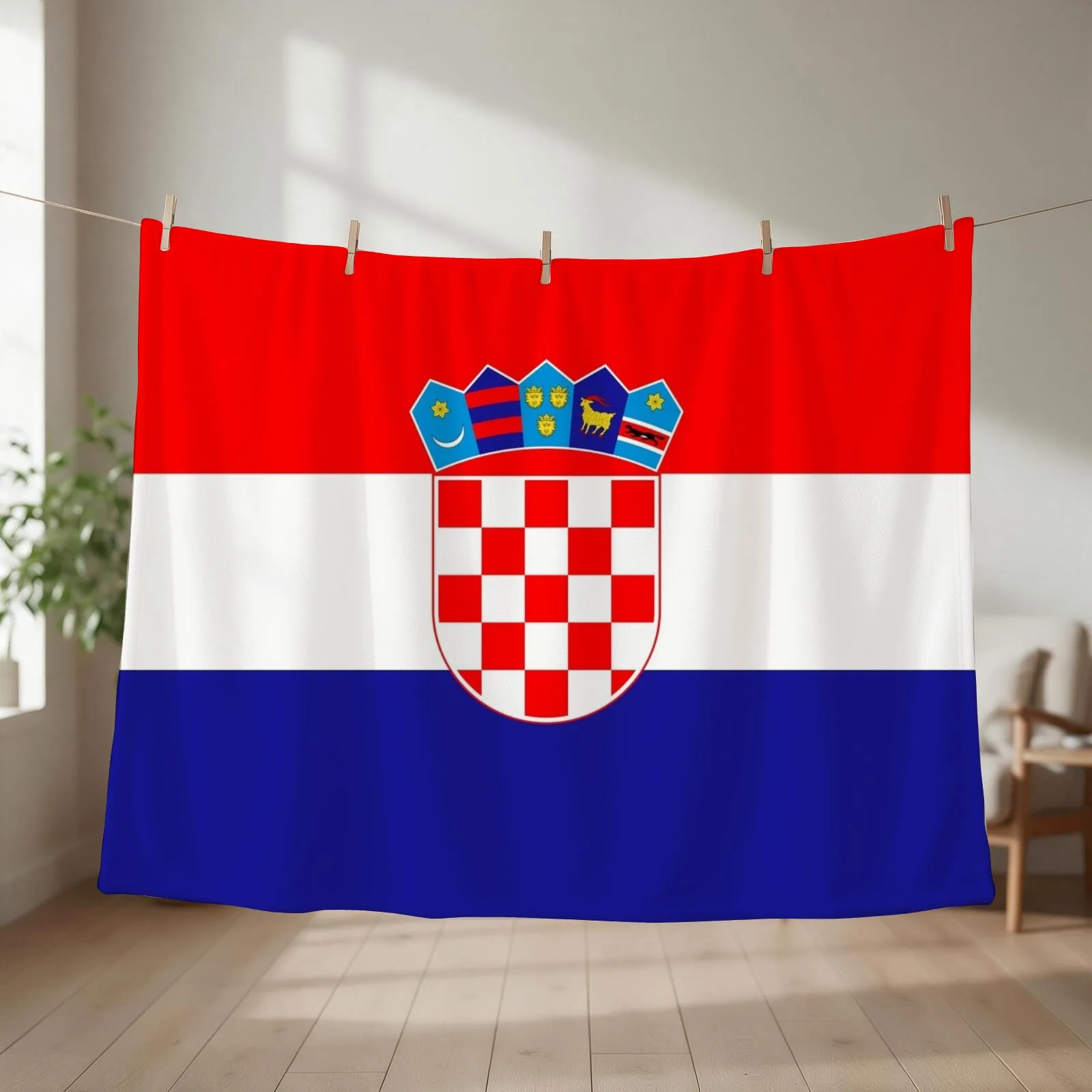 Republic of Croatia National Flag Throw Blanket couch cozy soft plush fuzzy picnic outdoor blanket