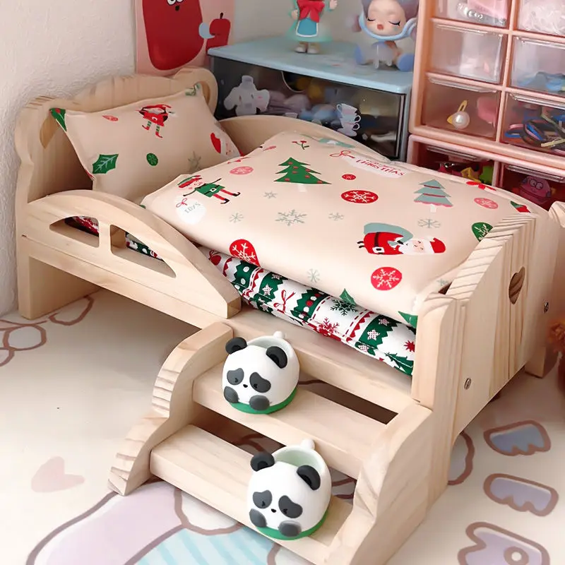 Baby Pop Miniatuur Bed Met Trap Mode Pop Spelen Voor 20Cm 1/6 Pop Accessoire Speelhuis Meubelset Poppenhuis Decoratie