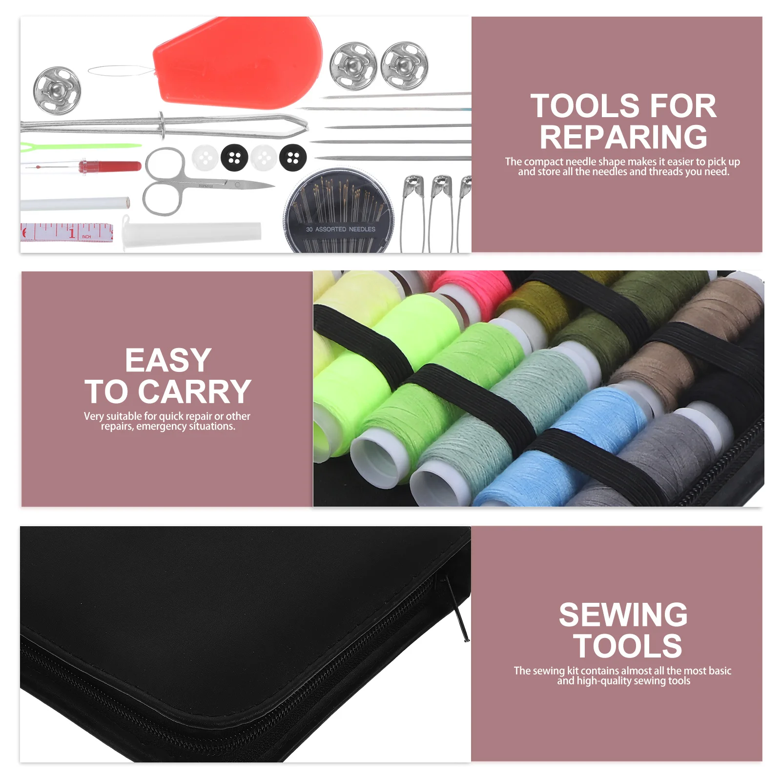 

79pcs Sewing Kit Metal Plastic Compact Case For Home Travel Emergency Repair Sewing Accessories Set Portable Tool Needle