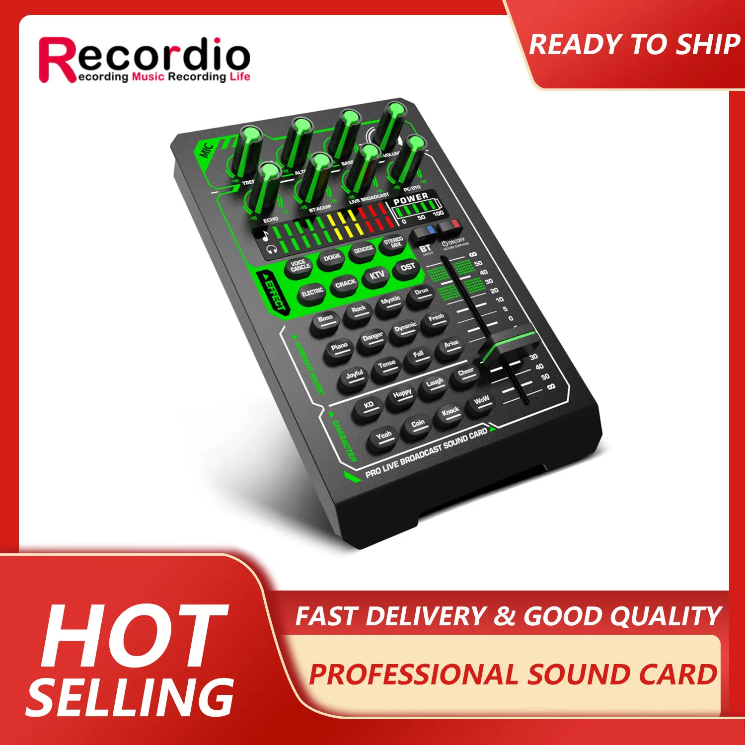 GAX-H11 Audio Mixer BT USB Headset Mic Karaoke Live Broadcast Sound Card Voice Controller for Smart Phone PC recording