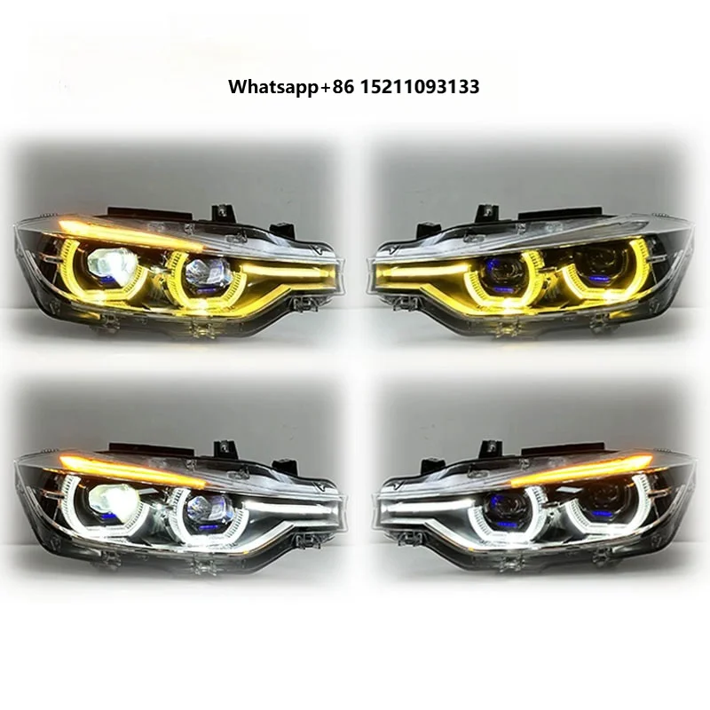 SJC Dual Color Headlight 30 Ikon Style Yellow & White DRL 2013-2018 M3 0 320I 325I Car Front Lights Auto Accessories