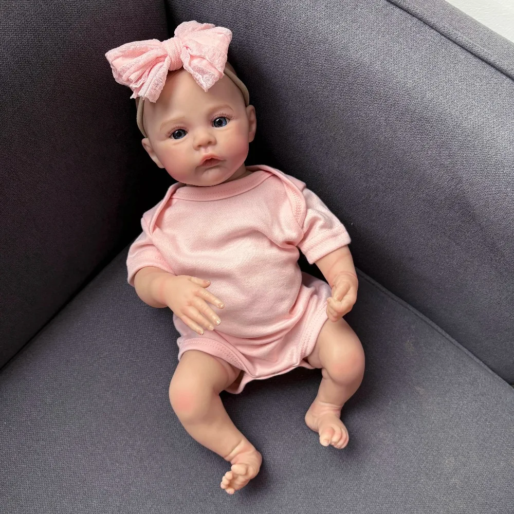 18 inch weide siliconen reborn pop pasgeboren babygrootte echte foto handgemaakte realistische babypoppen 3D huid met zichtbare aderen