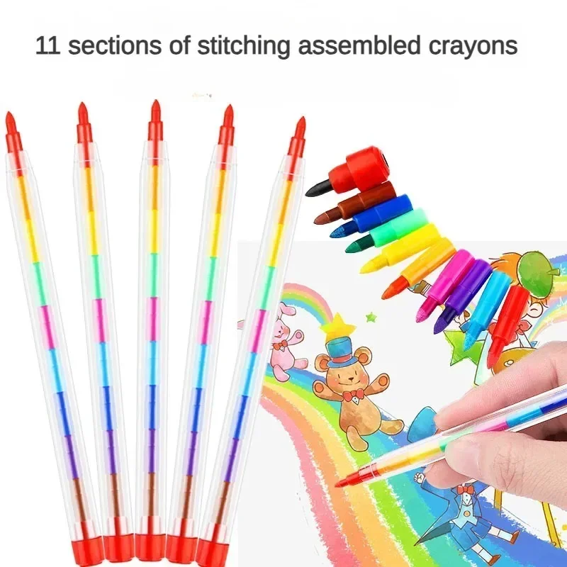 10/5Pc 11 Colors Graffiti Block Crayon Rainbow Painting Pen Kids Birthday Party Favors School Rewards Goodie Bag Pinata Filler