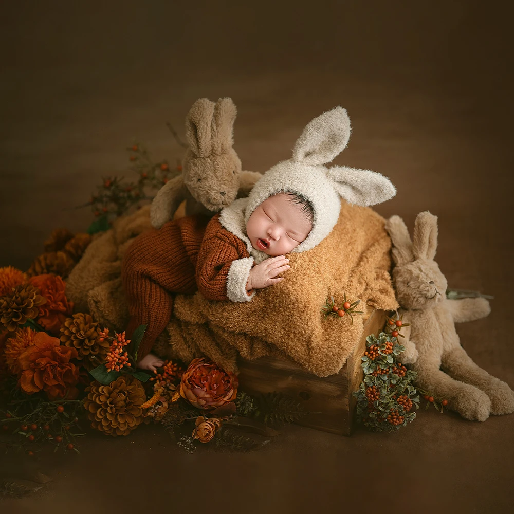الوليد التصوير الدعائم عيد الفصح موضوع الطفل محبوك بذلة + أرنب طقم قبعات أفخم الأرنب دمية الطفل استوديو تبادل لاطلاق النار المشهد الملحقات