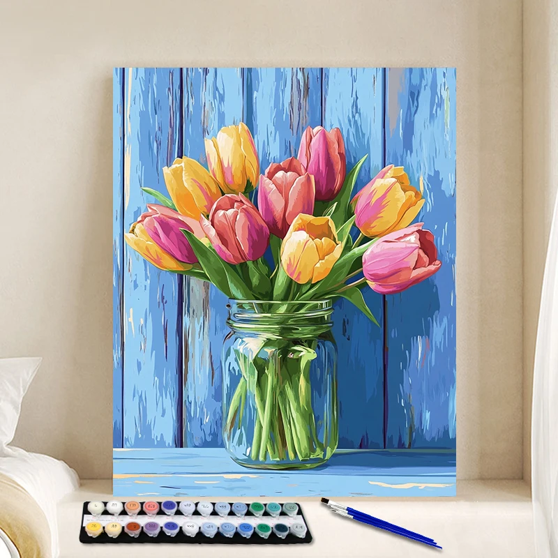 Home Decor Tulip - Malowanie po Numerach Tulipany w Butelce
