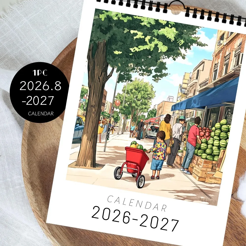 

1 pc, 2026.08–2027.12 wall calendar, OCityscape wall calendar, suitable as a gift for birthday, Christmas, Halloween