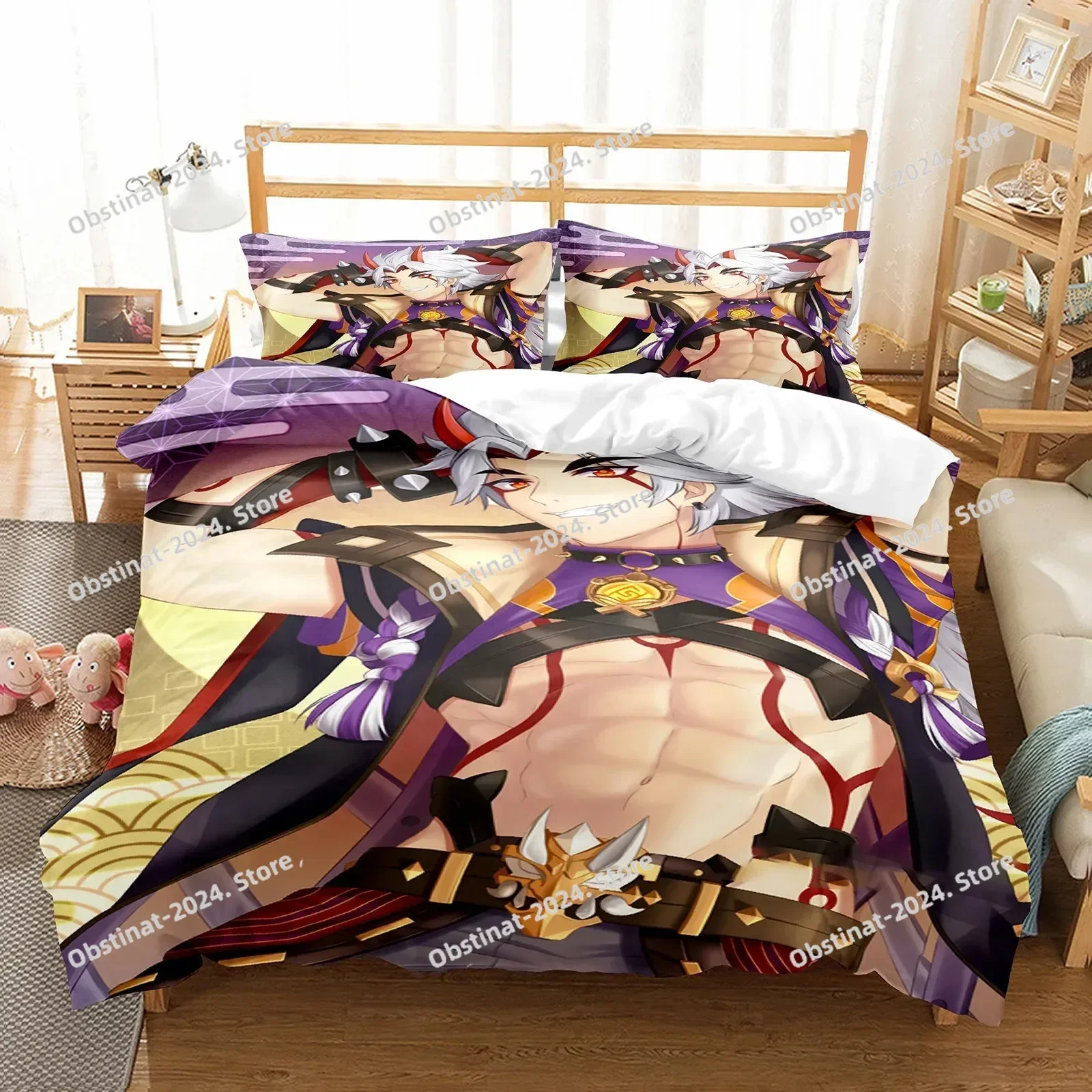 

Anime Girl Genshin Impact Beelzebul Bedding Set Printed With Pillowcase Bed Duvet Cover Soft Single Double Queen Super King Size