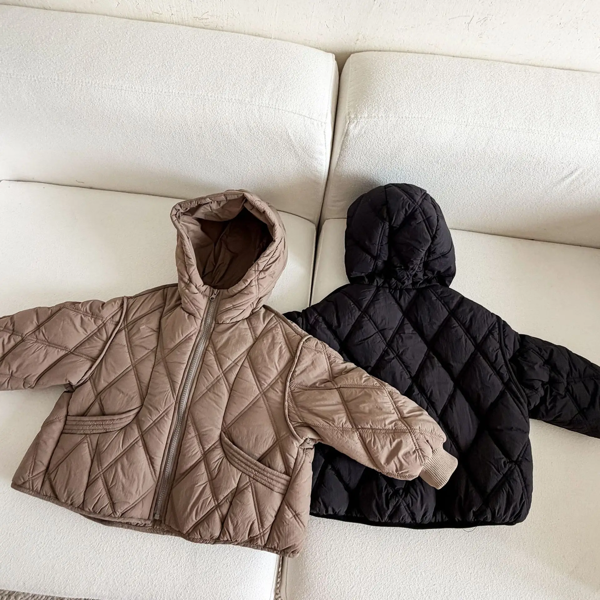 Cotton Clothes 2027 Autumn And Winter New Childrens Clothing Korean Style Boys And Girls Thickened Hooded Quilted Cotton Clothes
