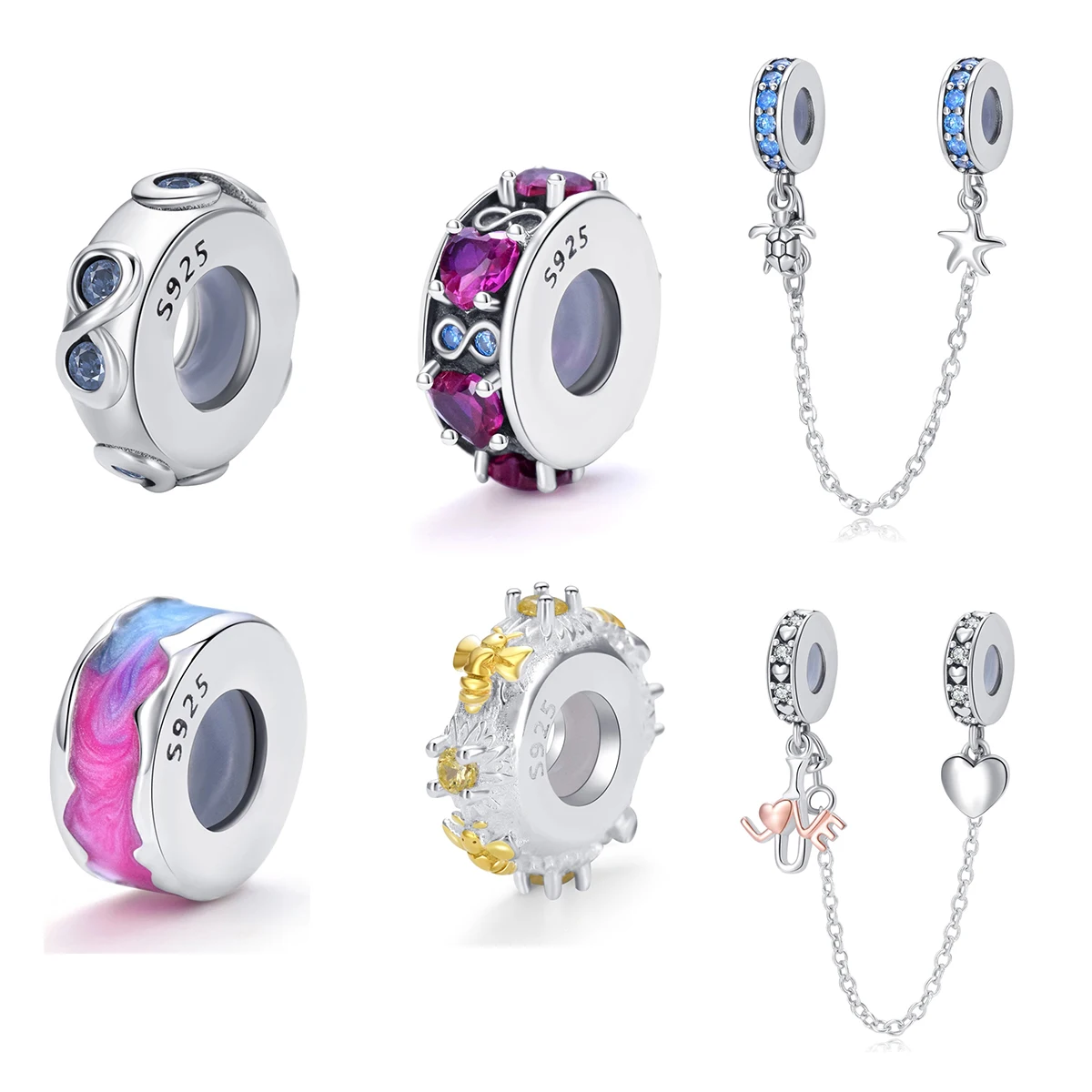 

PANQDIY 925 Sterling Silver Charm Bracelet Series Colorful Gemstone Inlay Dreamy Enamel Craftsmanship Women Gift Fine Jewelry