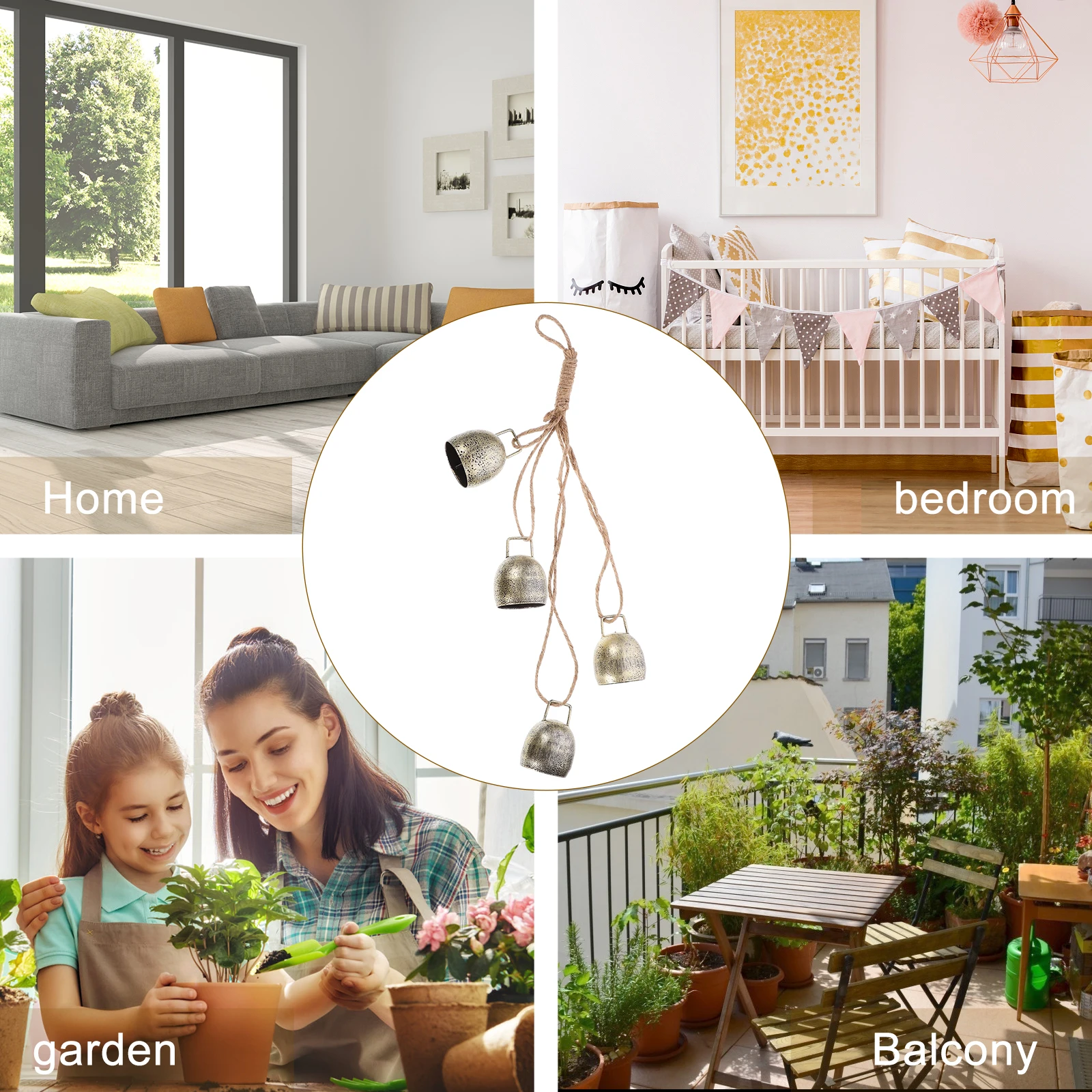 

Retro Cowbell Vintage Metal Bell Finish Garden Yard Decoration Wedding Festival Hanging Bell Noise Maker Rust Resistant