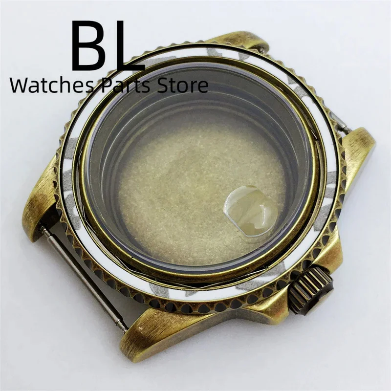 BLIGER 40mm Vintage Brushed Diver Watch Case Bronze Coated Sapphire Glass Waterproof For NH34 NH35 NH36 ETA2824 PT5000 Movement