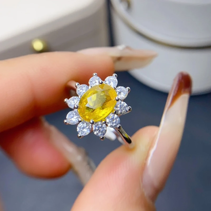 Natural Yellow Sapphire Rings for women silver 925 jewelry luxury gem stones 18k gold plated free shiping items