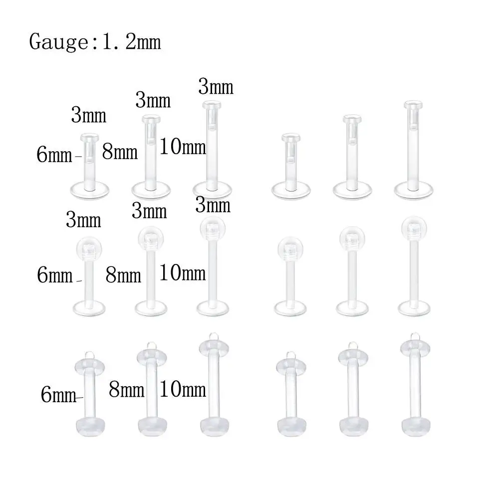 1/28Pcs Set Clear Acrylic Retainer Jewelry Nose Septum Lip Cartilage Tongue Ear Industrial Nipple Belly Piercing Work Surgery