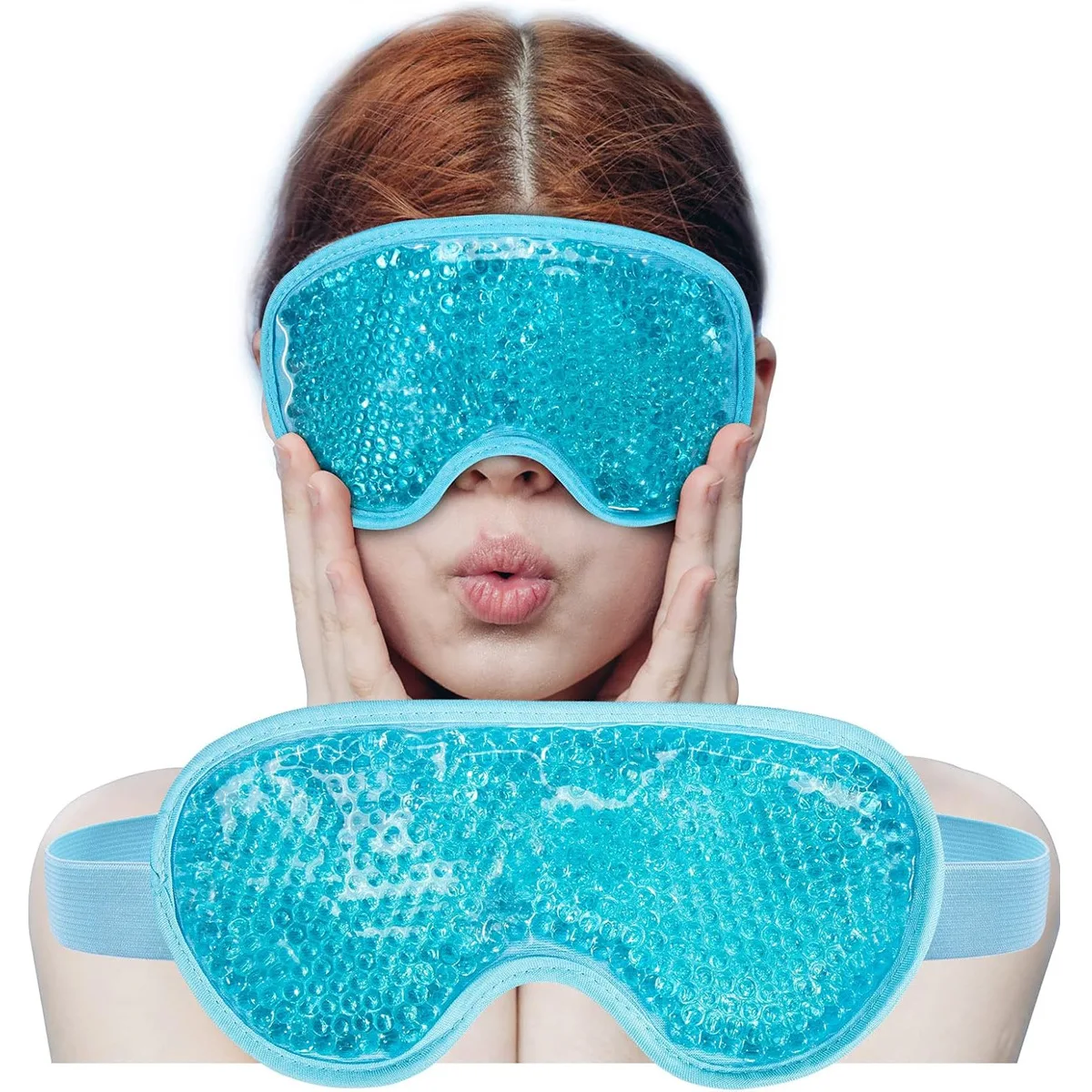 Cooling Eye Mask with Gel Beads, Reusable Cold Eye Mask for Puffy Eyes, Dark Circles, Sleep, Relaxation, Soft Cooling Eye Pads F