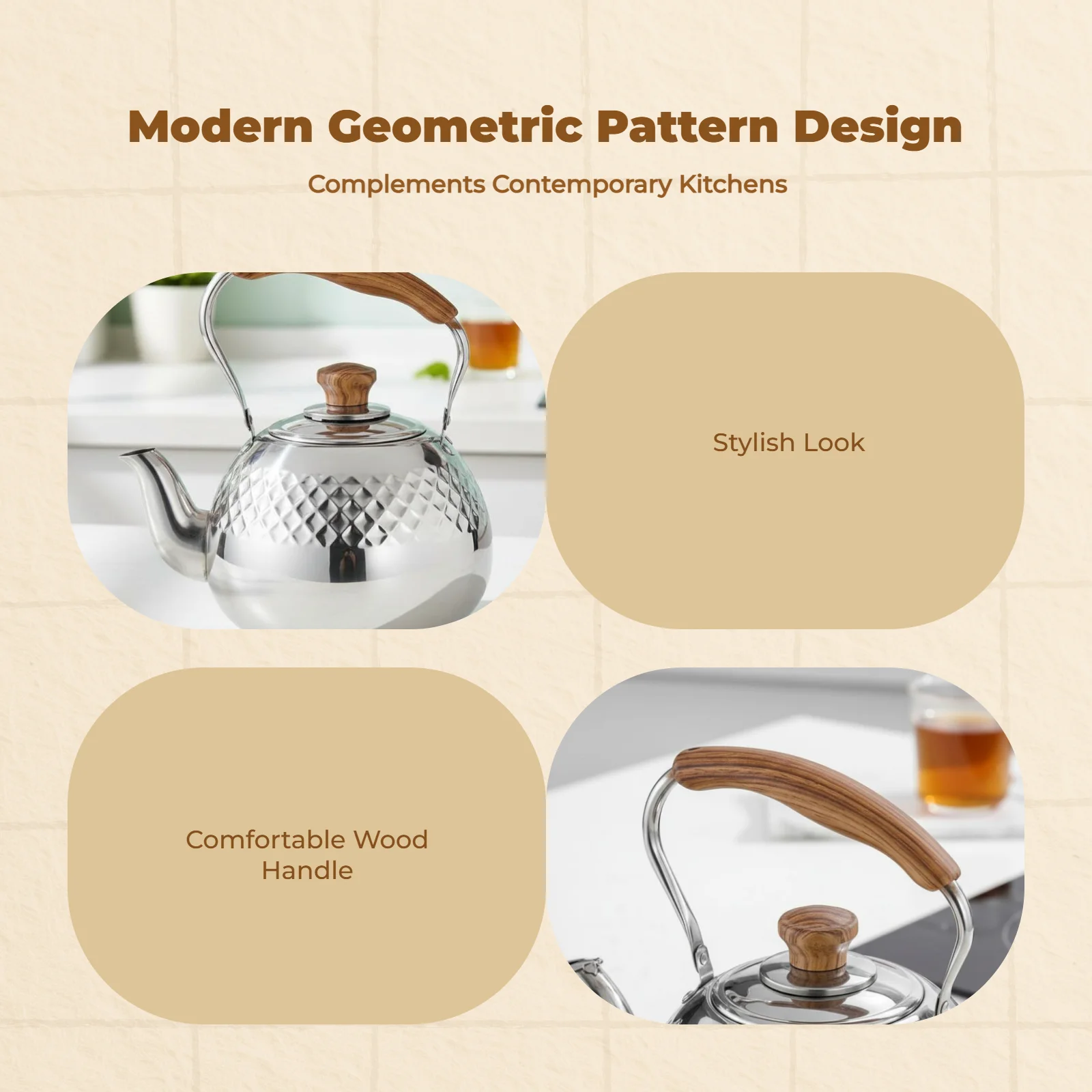 

Induction-compatible steel kettle