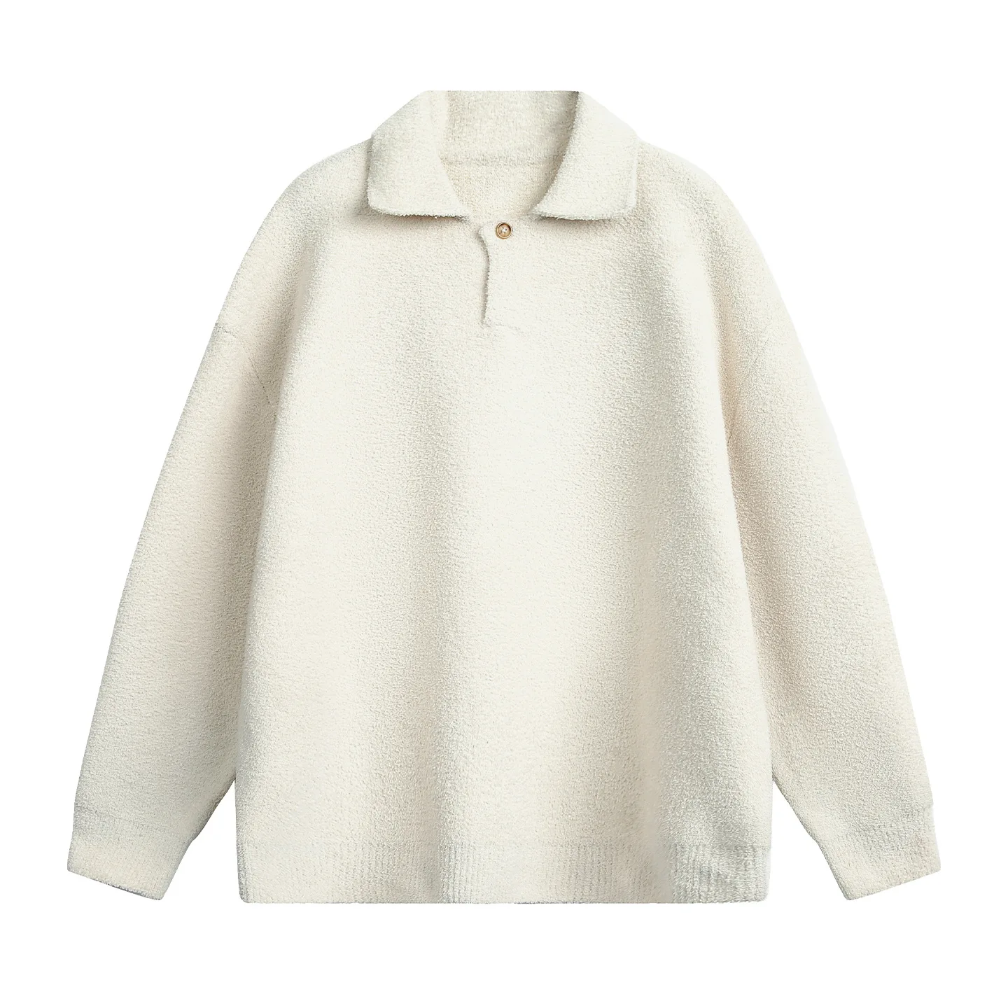 アメリカンレトロカモメ襟セーター メンズ 秋冬新作 厚手 暖かい ハーフフリースニットプルオーバー ルーズフィット アウター