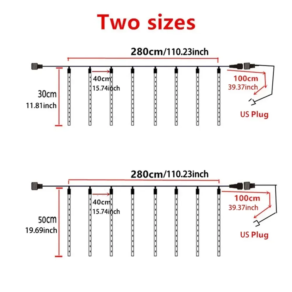 US Plug Meteor Shower Led String Lights Street Garlands Fairy Christmas Decorations for Home Outdoor Wedding Party Decor