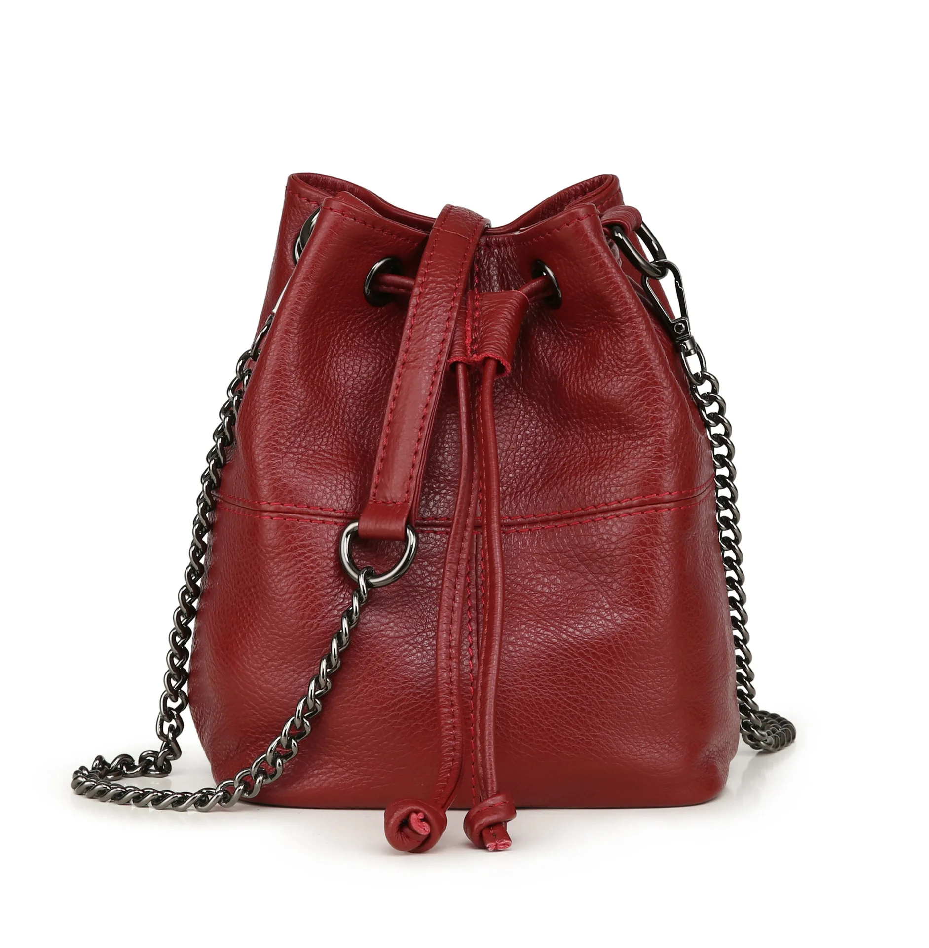 Handtas Crossbody Schouder Dames Tas Mini Emmer Ketting Echt Lederen Mode Y 2K Tote Hoge Capaciteit Retro Veelzijdige Hand